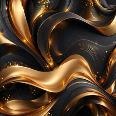 Wall Mural - Luxurious dynamic sparkling metallic golden wave abstract design element