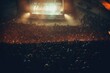 Top view of Crowd of people watching concert, Crowd in open air concert at night with lighting effects, Ai generated