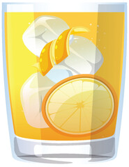 Poster - Vector illustration of a cold lemon iced drink.