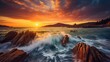 Fantastic sunrise over the sea dramatic scenes of beauty