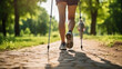 © Jasmina - Close up of person of retirement age engaged in Nordic walking in the park, healthy lifestyle