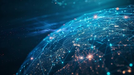 Poster - Network concept for global communication. Digital transformation.
