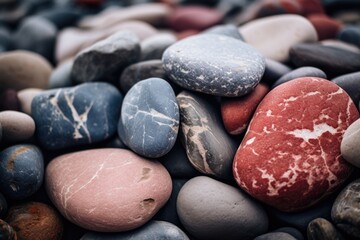 Poster - A pile of rocks sitting on top of a beach. Suitable for nature or coastal themes