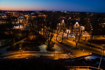 Poster - Estonia capital Tallinn night street lights illuminated