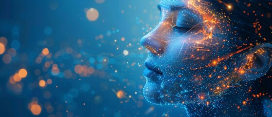 Fototapete - Technology and human interaction. AI (Artificial Intelligence). Communication network.