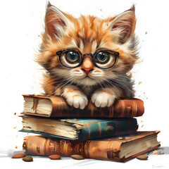 Canvas Print - Library Cat Clipart