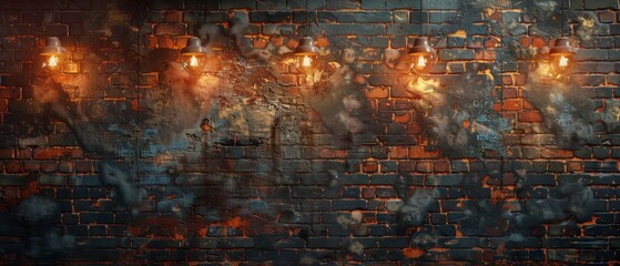 Poster - Bulbs stuck to a brick wall