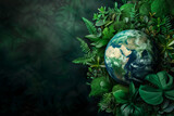 Fototapeta Tęcza - World environment and Earth Day concept with globe and eco friendly enviroment.