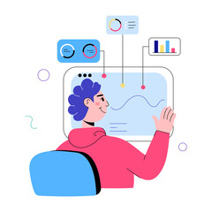 Wall Mural - A well-designed doodle mini illustration of business dashboard 