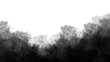 Black smoke clouds fog or smog texture isolated on transparent background. Black powder transparent