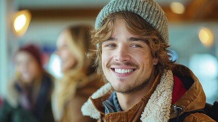 Poster - A man with a smile wearing a hat and jacket