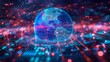 Futuristic neon cyber space background with global world design - metaverse digital world concept, future energy and technology connectivity - seo friendly image title