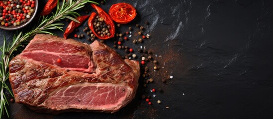 Aufkleber - Succulent T Bone Beef Steak Garnished with Fresh Herbs and Peppercorns