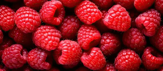 Aufkleber - A Luscious Display of Vibrant Ripe Raspberries, Perfect for a Healthy Nutrition Concept