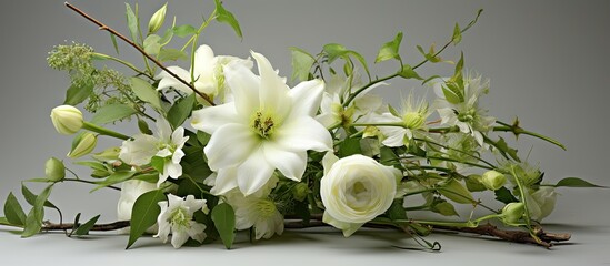 Fototapete - Elegant White Floral Bouquet in a Sophisticated Anniversary Setting