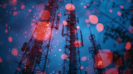 Wall Mural - transformation of telecommunications through the lens of 5G towers, heralding unprecedented connectivity
