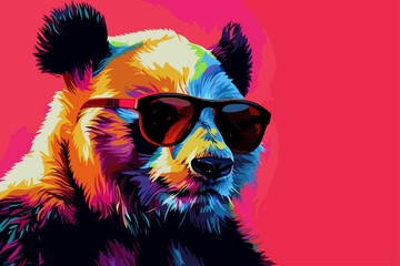 Poster - trendy panda with black sunglasses