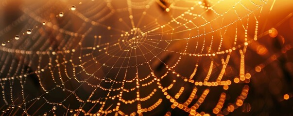 spider web with dew drops