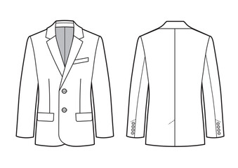 Canvas Print - Men's suit jacket slim fit. Vector technical sketch
