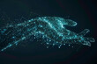 Digital particles network forming a shape of human hand