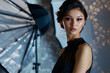 Elegant Asian Model in Studio Shoot with Umbrella Lighting