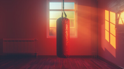 Wall Mural - Red punching bag hanging in room