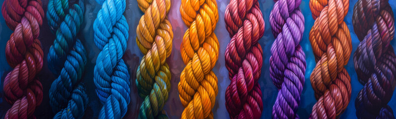 ropes tightly twisted together in various colors