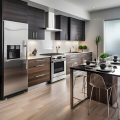 Sticker - A modern kitchen with sleek appliances