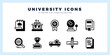 10 University Lineal Fill icon pack. vector illustration.