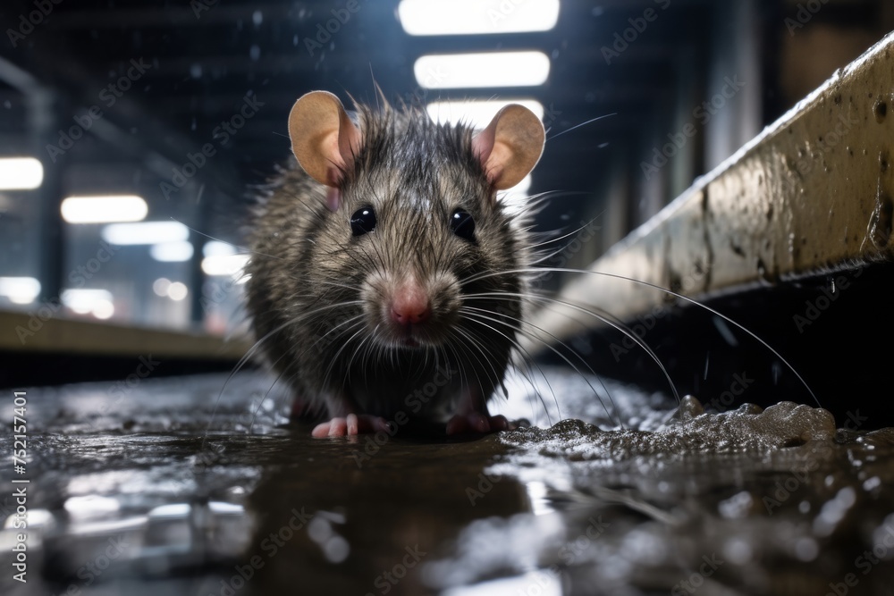 Metro Rats rat in metro underground tunnel in big city. Rats on the rise urban ...