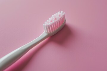 Wall Mural - New toothbrush on pink background