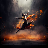 Fototapeta Londyn - Dynamic shot of a dancer leaping in mid-air. 