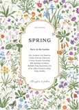 Fototapeta Storczyk - Spring. Invitation. Mille-fleurs. Vintage vector botanical illustration. 

