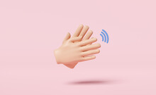 3D Clapping Hands Or Hands Applauding Icon Isolated On Pink Background. Congratulations On Success Concept. 3d Render Illustration