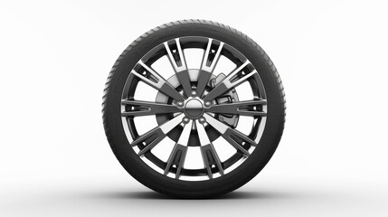 Wall Mural - car wheel on white background