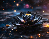 Fototapeta Sypialnia - Cosmic magical black lotus flower in space