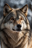Fototapeta Mapy - Close up portrait of grey wolf