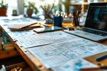 Close up ux developer and ui designer at office. Generative AI