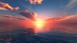 Beautiful seascape sunset with clouds and sun