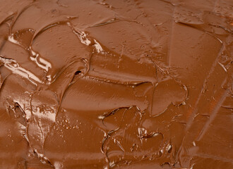 Wall Mural - Melt Chocolate Texture Background, Chocolate Sauce Pattern, Cocoa Hazelnut Cream, Textured Chocolate