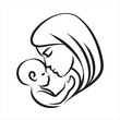 Mother with her baby, silhouette, mother's day, baby care icon