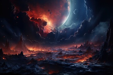 endless universe with stars and spiral galaxy in outer dark space