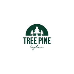 Wall Mural - Curved Line With Pine Tree Logo Design Concept Vector Illustration