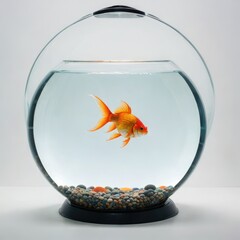 goldfish in a glass on white
