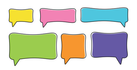 Wall Mural - a set of hand drawn doodle blank text frames. colored text box. empty speech bubbles on transparent 
