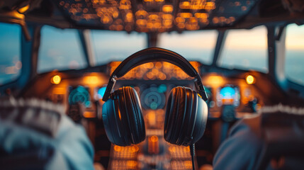 pilot headphones on white background