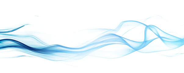 A blue wave is shown. Isolated on transparent background, PNG