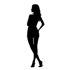 Wall Mural - A woman is standing in a dress and looking down Isolated on transparent background, PNG