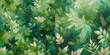 二種類のグリーンの背景テクスチャ。様々な形や色の葉が隙間なく敷き詰められて描かれているイラスト。