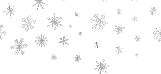 Wall Mural - Snowflakes - Snowflakes and bokeh lights on the blue Merry Christmas background. 3D render